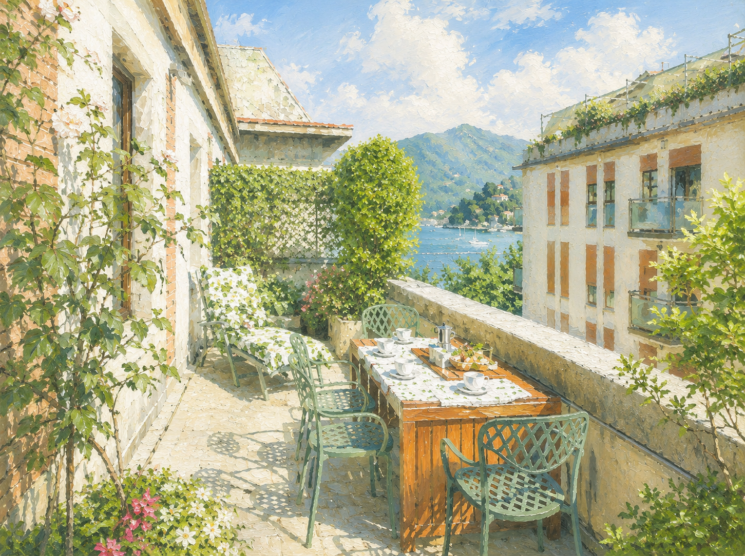 Lakeview terrace of a villa in Como